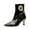 Black, variant on XYD Women Glossy Kitten Low Heel Ankle Boots Hole Patent Leather Square Closed Toe Booties Side Zipper Shoes Size 7 Red
