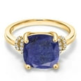 thumbnail image 3 of Gem Stone King 3.79 Ct Cushion Blue Lapis 18K Yellow Gold Plated Silver Ring, 3 of 5