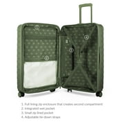 iFLY Fibertech 3.0 Matte Expandable Hardside Spinner 2-Piece Luggage Set, 20 Carry-On & 28 Checked Suitcase, Olive