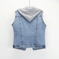 thumbnail image 5 of Women's Denim Vest Mid Short Jean Vest Sleeveless Jackets Distressed Vest Plaids for Women Vests for Women Dressy Women Light Jackets Jean Anorak Jacket Women Long Jacket Top Legging Tl Womens Jean, 5 of 6