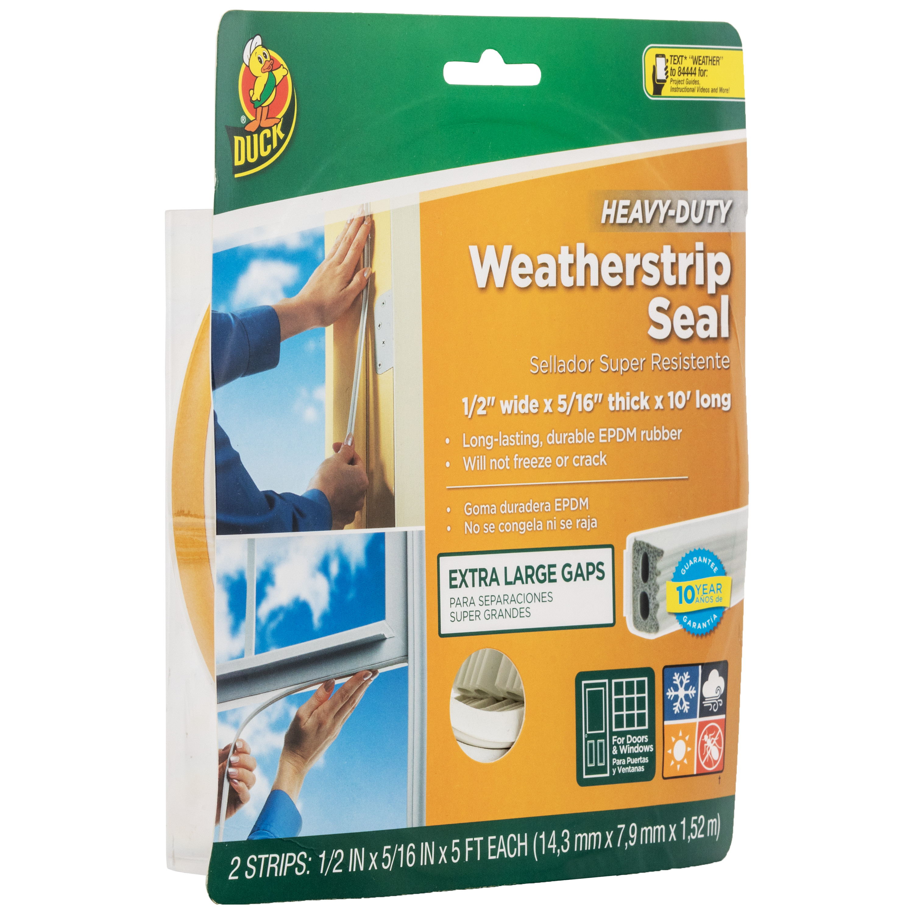 Duck Brand Heavy-Duty White XL Gap Rubber Weatherstrip Seal, .5 in. x .31 in. x 10 ft. - image 3 of 11