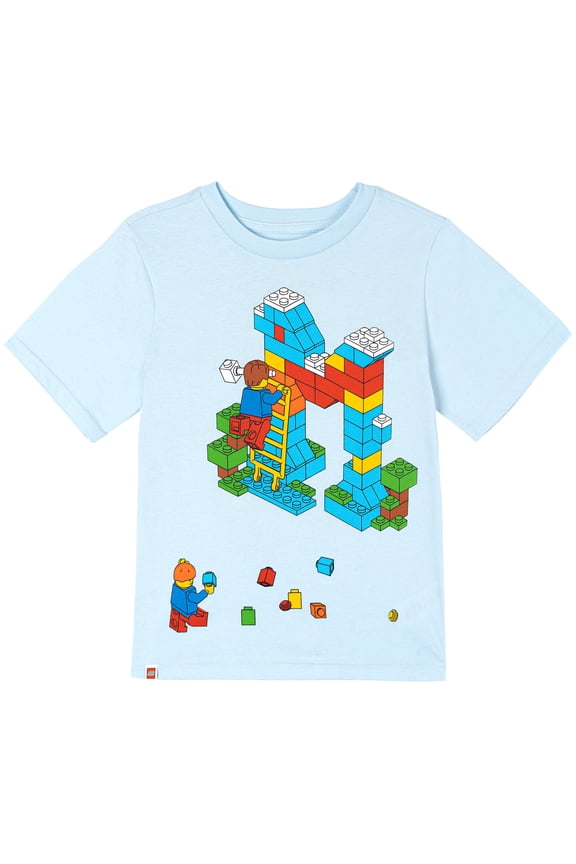 Toddler Boys' Short Sleeve T-Shirt Light Blue Bricks