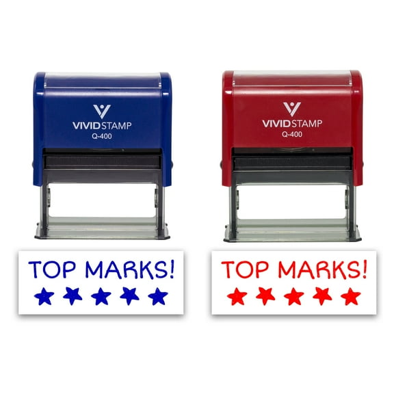 All Quality Top Marks! Self-Inking Rubber Stamp Motivational Teacher Stamps | Homework And Grading | Classroom Supplies (Black Ink) - Q-400