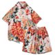 thumbnail image 2 of Mens Casual Pantalones Cortos Botones de la Impresión de la Playa Turndown Traje de Manga Corta, Dos Piezas de Conjunto para Primavera Verano Diario, 2 of 5