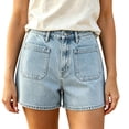 thumbnail image 2 of Karymi Workout Shorts Women High Waisted Denim Shorts, Casual Wide Leg Jean Shorts with Large Front Pockets, Solid Relaxed Fit Stretch Denim Shorts Jeans for Women, 2 of 4