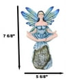thumbnail image 2 of Fae Garden Zen Blue Dragonfly Fairy Meditating On Koan Yoga Rock Figurine, 2 of 9