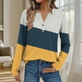thumbnail image 5 of Womens Henley Shirts, Long Sleeve Shirts for Women Fall Fashion Color Patchwork Button Up Notch V Neck T Shirts S-3XL, 5 of 5