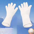 thumbnail image 3 of Ljudmp Womens Mens Knitted Extended Gloves Fleece Lined Mitten Gloves Elastic Cuff Winter Thermal Warm Mittens for Cold Weather White, 3 of 3