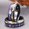 thumbnail image 1 of Rose Gold Color Brushed Deer Antler and Meteorite Rings Fashion Men Stainless Steel Rings for Men Wedding Band Jewelry Gift, 1 of 7