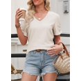 thumbnail image 5 of Yesfashion Womens Short Sleeve Tops Summer Casual V Neck T Shirts Blouses Solid Textured Knit Tee Tunic, 5 of 8