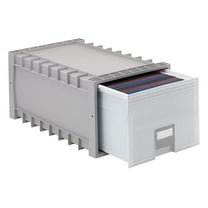 24" Archive Letter/Legal Box - Light Grey - Heavy Duty Plastic File Storage Box with Wheels & Label Holder - 50% Post-Consumer Waste