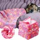 thumbnail image 1 of Manta Super Suave para Mascotas Rosa, Manta de Franela, Mantas para Mascotas Lavables, Patas de Gato Perro, Conjunto de Cama para Perro en el Sofá, 5 Piezas, 1 of 6