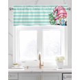 thumbnail image 2 of Pink Gnomes Summer Kitchen Valances for Windows Farmhouse Linen Window Valance Curtain for Living Room Window Treatment Tropical Leaves Aqua Stripes Valance Rod Pocket Topper Drape, 54 x 18 Inch, 2 of 6