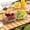 Clear A, variant on WIZUTIZ Two-Compartment Acrylic Snack Platter Fruit Serving Tray with Gold Metal Rack Commercial Plating for Bars Restaurants Home