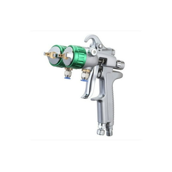 1.3MM Nano Chrome Double Nozzle Spray Gun Double Head Pressure Feed Paint Spraying ,Ruggedly Built