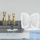 thumbnail image 2 of Escultura de familia de conejitos con detalles de lazo para decoración moderna del hogar. Cojín cómodo para exhibir en escritorio, mesa, armario o est, 2 of 8