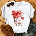 thumbnail image 5 of WREESH Casual Summer Style for Women Round Neck Short Sleeve T-Shirts with Graphic Prints White, 5 of 5