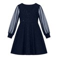 thumbnail image 3 of XEGLSBU Flower Girl Dress Toddler Kids Girl's Puff Long Sleeve Mesh Casual High Waist A Line Short Dress Formal Party Dresses for 4 14 Years Dark Blue Size 9-10 Years, 3 of 9