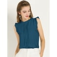 thumbnail image 2 of INSPIRE CHIC Blusas Elegante Sin Mangas Vintage De La Década De 1950 Con Volantes Para Oficina De Negocios Para Mujer Azul verde S, 2 of 6
