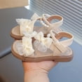 thumbnail image 5 of Duqingm Girls Summer Sandals Toddler Girls Sandals Soft Rubber Princess Flat Shoes Summer Flower Girl Shoes White,12, 5 of 7