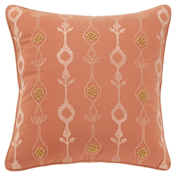 Rizzy Home Orange 20"X20" BoTanical EmbroideRed Poly Filled Throw Pillow