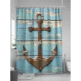 thumbnail image 5 of Retro Nautical Shower Curtain, Anchor Wood Texture Bathroom Decor Curtains Set with Hooks, Brown Turquoise Waterproof Fabric Home Accessories， Stall 36 X 72 Inch, 5 of 6