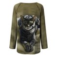 thumbnail image 5 of Blusa de manga larga con cuello redondo para mujer, camisetas informales con estampado de animales Pompotops FGAJ832, 5 of 5