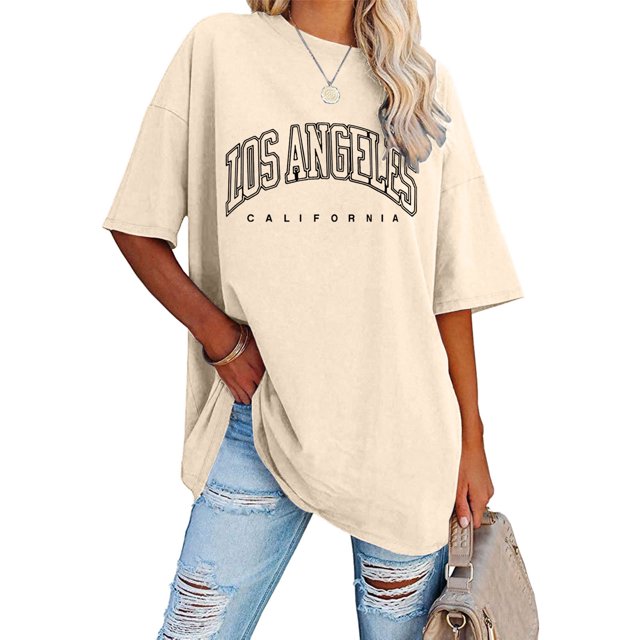 MKLEKYY Camiseta Camiseta De Manga Corta Con Cuello Redondo Y Estampado De Letras Para Mujer, Talla 93 Talla XL