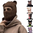 thumbnail image 4 of Yokua Thicken Beanies Neck Warmer Hat Balaclava with Cute Bear Ear for Teen Winter, 4 of 20