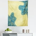 thumbnail image 1 of Abstract Tapestry, Vintage Style Floral Framework with Ornate Swirled Lines Spirals and Wavy Shapes, Fabric Wall Hanging Decor for Bedroom Living Room Dorm, 5 Sizes, Yellow Blue, by Ambesonne, 1 of 1