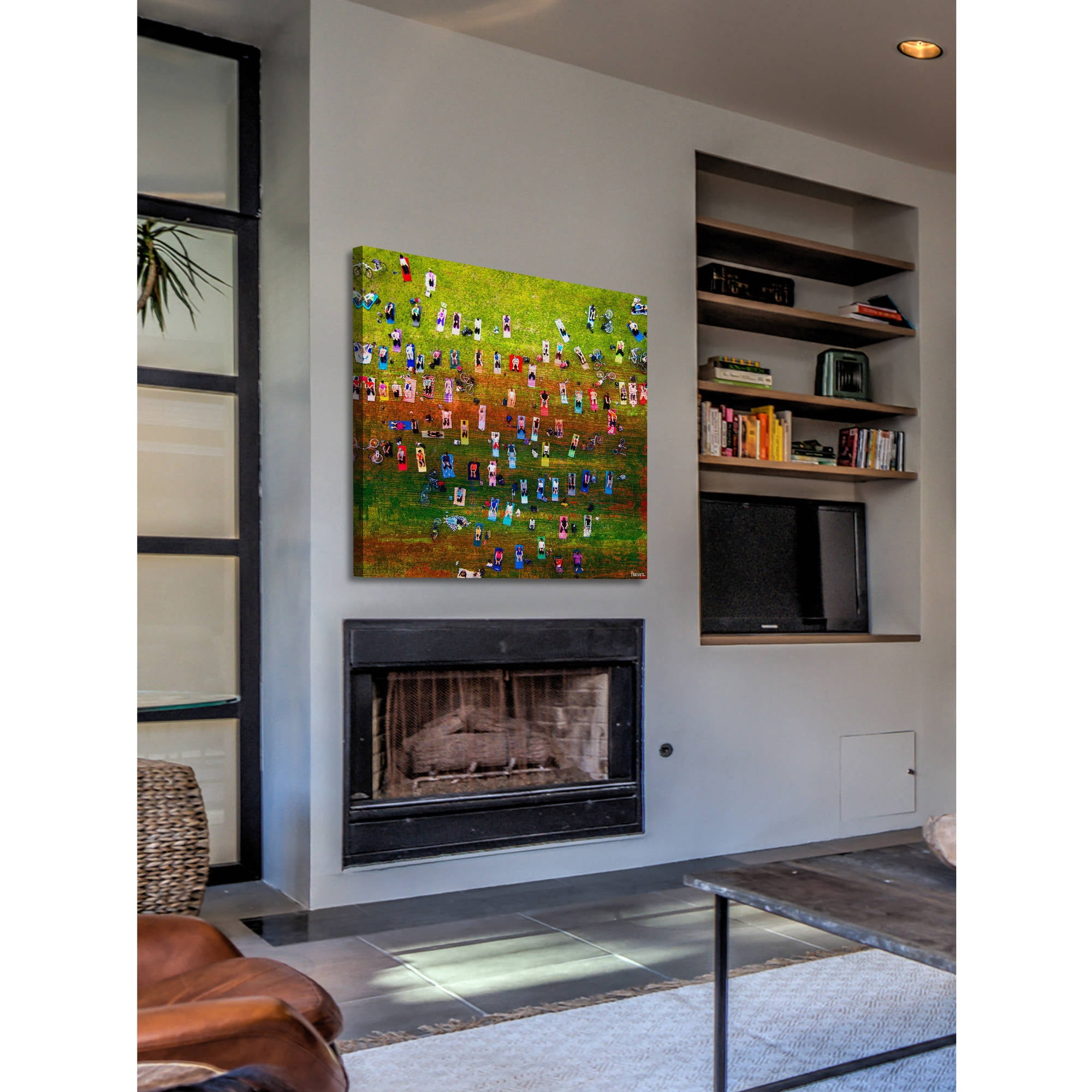 "Group Yoga" Painting Print on Wrapped Canvas