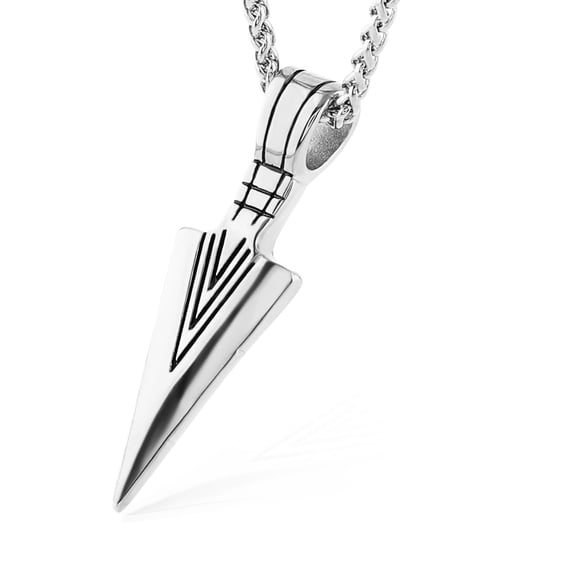 HZMAN Mens Arrowhead Arrow Stainless Steel Pendant Necklace with 22 2 Inches Steel Wheat Chain