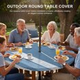 thumbnail image 3 of Round Outdoor Tablecloth with Umbrella Hole and Zipper, Vintage Steel Blue Striped Tablecloth with Elastic Waterproof, Farmhouse Modern Stripes Boho Patio Table Covers for 55" - 60" Pool Tables, 3 of 9