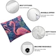 thumbnail image 4 of JRXY Pillowcase Tropical Plants Pink Flamingos Throw Pillow Covers Shells for Couch Office Bedroom Home Decoration  White, 4 of 6