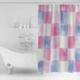 thumbnail image 2 of Abstract Plaid Spring Shower Curtain, 48" x 72", Pink Blue Purple Colorful Tartan Waterproof Bathroom Curtain Washable Shower Curtain Set with 12 Hooks, 2 of 6