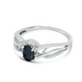 thumbnail image 3 of 14k White Gold Oval Sapphire And Diamond Curve Ring, 3 of 6