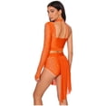 thumbnail image 7 of Aislor Lyrical Dance Women Single Long Sleeve Crop Top with Skirted Briefs Ballet Skating Outfit Orange L, 7 of 7