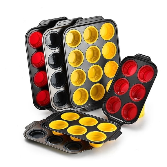 Nkmbld Cake Baking Molds Press Type 6 Consecutive Silicone Molds for Homemade Cake, Bread and Jello, Non-Stick
