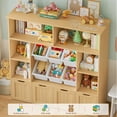 thumbnail image 7 of Hiphuta 49" Wide 4-Tier Toy Storage Organizer, Wood Kid Bookcase with 6 Boxes & 4 Removable Drawers, Bookshelf for Kids' Room, Classroom, Natural, 7 of 7