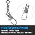 thumbnail image 4 of Dr.Fish 100 Pack Fishing Snaps Swivels Freshwater Barrel Swivel with Safety Snap Interlock Snaps Swivel Snaps Fishing Lure Leader Line Rig Connector(Size 11,26Lb,100PCS), 4 of 7