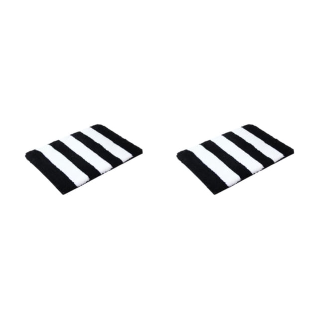relayinert 1/2/3 Non-Slide Rug For Bathrooms - Waterproof And Easy To Clean Polyester Bathroom Carpet Bathroom Shower Non-Slide Mat black white 41cm * 61cm 2PCS