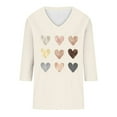 thumbnail image 4 of Women's Tops, Tees & Blouses 3/4 Sleeve Soft Blend Hearts Blouses Graphic Print T Shirt, 4 of 4
