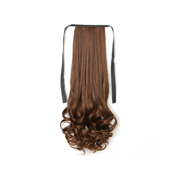 Minnieouse Peluca de cola de caballo, pelucas realistas de fibra de alta temperatura, peluquín rizado Artificial, resistente al calor, Invisible, sin Cuidado del cabello Marrón claro 48cm largo Minnieouse CE014651-02