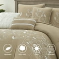 thumbnail image 2 of Lanco 7 Piece Taupe Comforter Set, King Size Chain Stiching Embroidery Bedding, All Season Floral Leaves Bedding Set, Bed Skirt, Pillows & Shams, 2 of 7