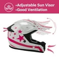 thumbnail image 5 of TCMT DOT Dirt Bike Helmet for Kids with Goggles & Gloves, for Motocross Offroad Street Motorcycle, Youth S Size, White Pink Star, 5 of 11