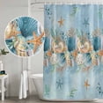 thumbnail image 5 of Beach Coastal Blue Shower Curtain, Waterproof Shower Curtains for Bathroom, Nautical Shell Starfish Coral Summer Washable Fabric Bathtub Curtain Set Bath Decor with 12 Hooks Extra Long 72"x96", 5 of 8