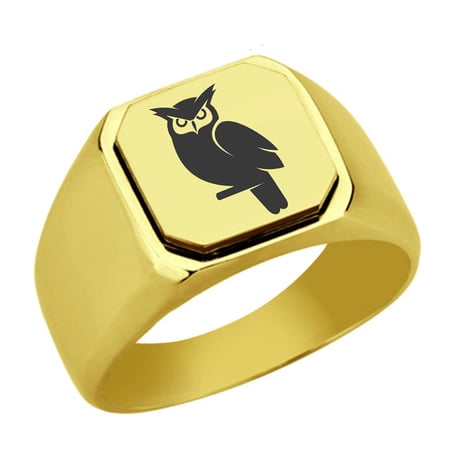 RASTEEL Owl Stainless Steel Signet Ring