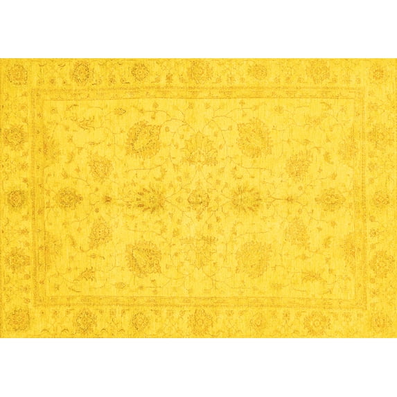 Ahgly Company Machine Washable Indoor Rectangle Oriental Yellow Traditional Area Rugs, 2' x 4'