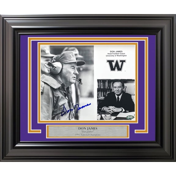 Don James Autographed Framed 8x10 Photo Washington Huskies MCS Holo 253364
