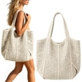thumbnail image 2 of Summer Beach Storage Bag, Loetky Crochet Mesh Shoulder Handbags, Casual Beach Woven Bag For Women, 2 of 9